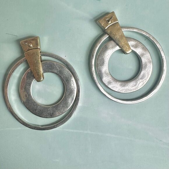 Lucky Brand Mixed Metal Geometric Hoop Earrings - Picture 8 of 9